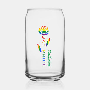 Gay Pride Roze Regenboog Vlag Gepersonaliseerde Na Blikvorm Glas