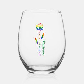 Gay Pride Roze Regenboogvlag Gepersonaliseerde Naa Wijnglas Zonder Voet