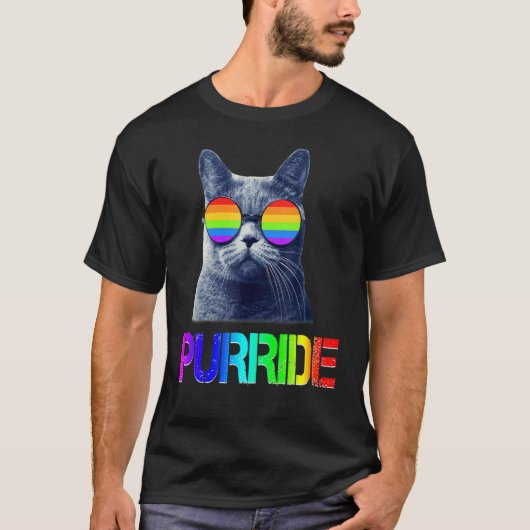 Gay Pride S LGB Cat Purride Essentia T-shirt (Voorkant)