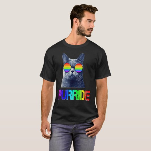 Gay Pride S LGB Cat Purride Essentia T-shirt (Voorkant volledig)