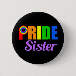Gay Pride Sister Rainbow Lettering LGBTQ Ronde Button 5,7 Cm
