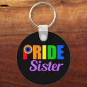 Gay Pride Sister Rainbow Lettering LGBTQ Sleutelhanger (Voorkant)