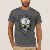 Gay Pride Skull Rainbow Zonnebril Skater Grunge T-shirt (Voorkant)