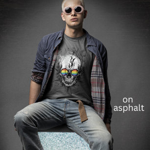 Gay Pride Skull Rainbow Zonnebril Skater Grunge T-shirt