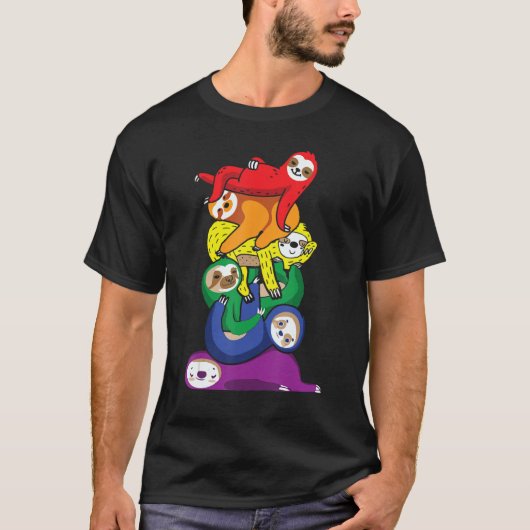 Gay Pride Sloth Rainbow Flag Pride Ally LGBT T-shirt (Voorkant)