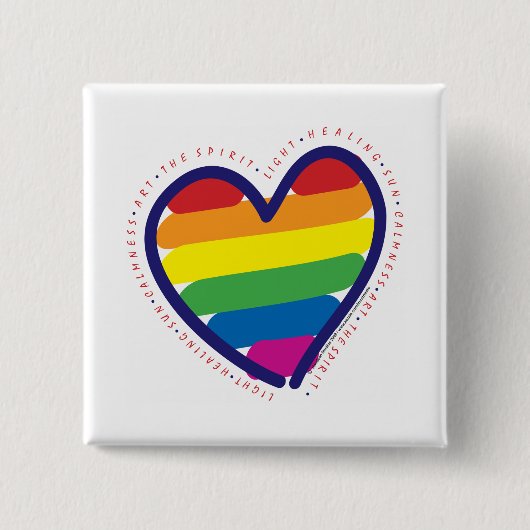 Gay Pride Spirit Heart Vierkante Button 5,1 Cm (Voorkant)