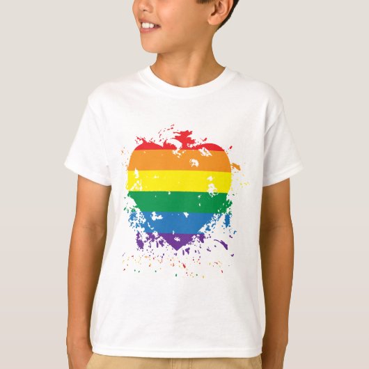 Gay-Pride-Splatter-Heart T-shirt (Voorkant)