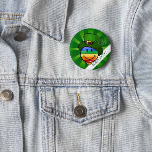 Gay Pride St. Patrick's Day Custom Text Button (In situ)
