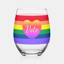 Gay Pride stemming Rainbow LGBTQ 2024 Verkiezingen Wijnglas Zonder Voet