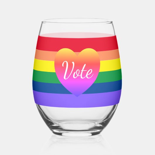 Gay Pride stemming Rainbow LGBTQ 2024 Verkiezingen Wijnglas Zonder Voet (Voorkant)