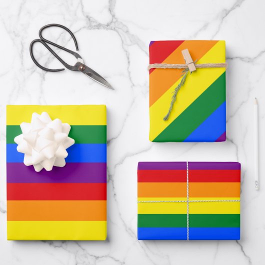 Gay Pride Striped Rainbow Patroon Inpakpapier Vel (Voorkant)