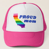 Gay Pride Stripes op California Rainbow Proud Mam Trucker Pet (Voorkant)
