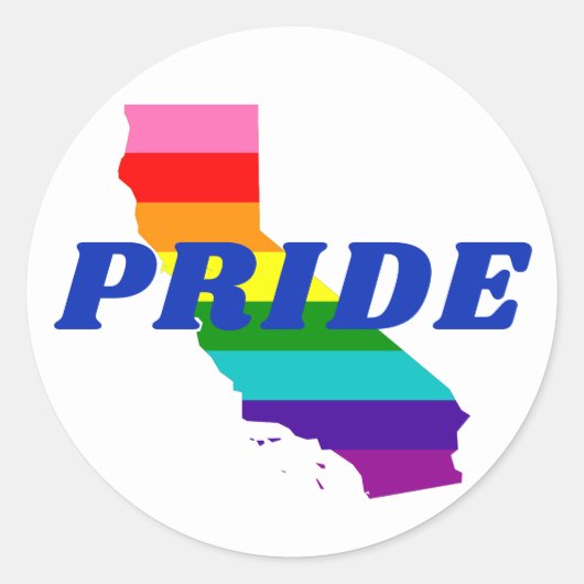 Gay Pride Stripes op Californische regenboog Ronde Sticker (Voorkant)