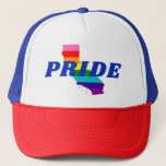 Gay Pride Stripes op Californische regenboog Trucker Pet<br><div class="desc">Pas aan met uw keuze uit pet; pas de tekst naar wens aan</div>
