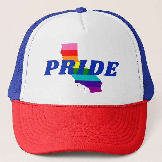 Gay Pride Stripes op Californische regenboog Trucker Pet (Voorkant)