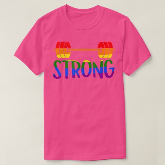 Gay Pride STRONG Gym Rainbow Barbell  T-shirt (Design voorkant)
