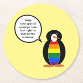 Gay Pride Talking Ms Penguin gepersonaliseerd Ronde Kartonnen Onderzetter (Voorkant)