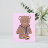 Gay Pride Teddy Bear, Rainbow Scarf Paws Briefkaar Briefkaart (Staand voorkant)