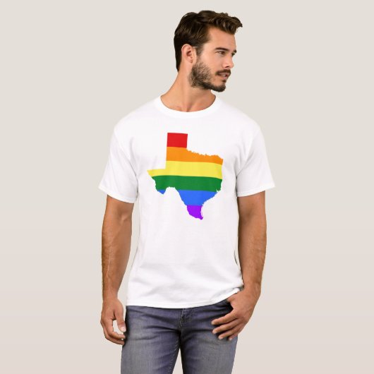 Gay Pride | Texas Rainbow T-shirt (Voorkant volledig)