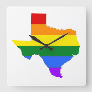 Gay Pride Texas Rainbow Vierkante Klok