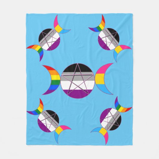 Gay Pride Triple Goddess Pentacle Fleece Deken (Voorkant)