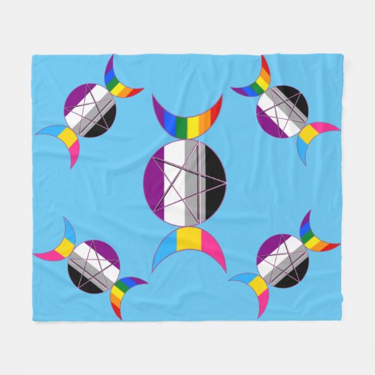 Gay Pride Triple Goddess Pentacle Fleece Deken (Voorkant (Horizontaal))