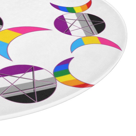 Gay Pride Triple Moon Goddess Pentacle Snijplank (Hoek)