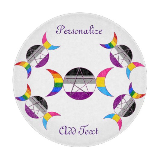Gay Pride Triple Moon Goddess Pentacle Snijplank (Voorkant)