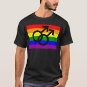 Gay Pride Two Male Mars Symbols Rainbow Flag Shirt (Voorkant)