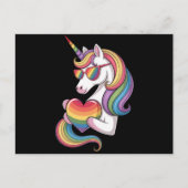 Gay Pride Unicorn Hart Regenboog Vlag LGBT Briefkaart (Voorkant)