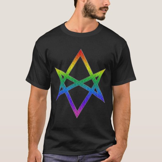 Gay Pride Unicursal Hexagram T-shirt (Voorkant)