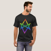 Gay Pride Unicursal Hexagram T-shirt (Voorkant volledig)