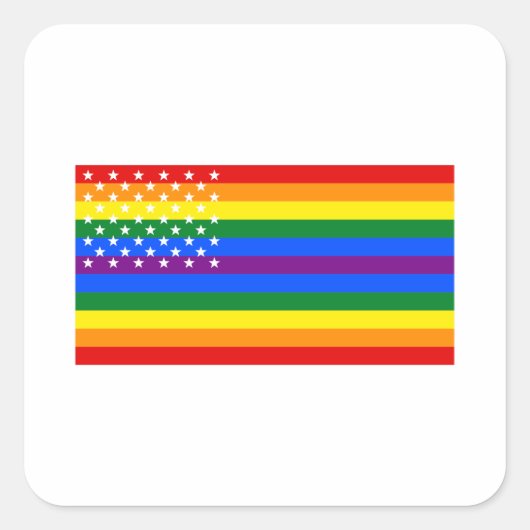 Gay Pride US Flag - Stars en Stripes Vierkante Sticker (Voorkant)