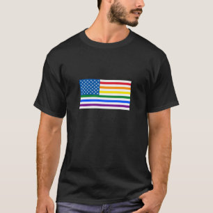 Gay Pride US-vlag - Rood, wit en regenboogstrepen T-shirt