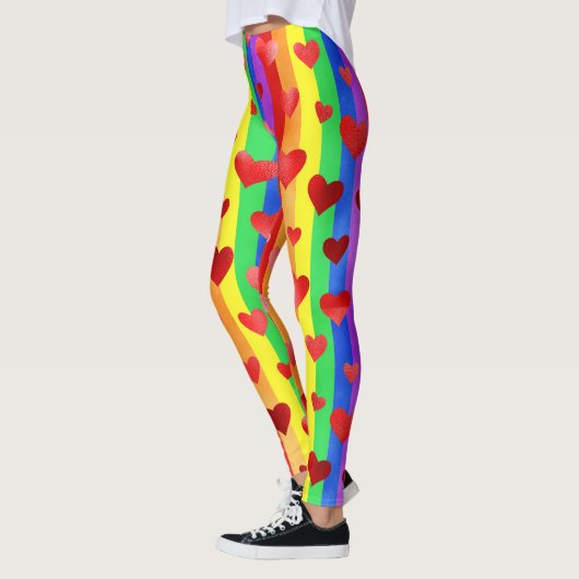 Gay Pride Valentijn Harten & Regenboogstripes Leggings (Links)