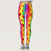 Gay Pride Valentijn Harten & Regenboogstripes Leggings (Voorkant)