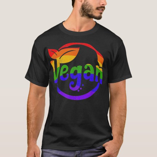 Gay Pride Vegan LGBTQ Rainbow  T-shirt (Voorkant)