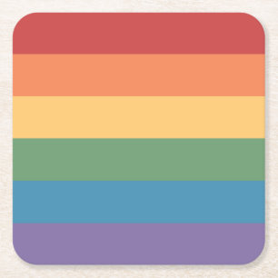 Gay Pride Vlag Geweven Vierkant Kartonnen Onderzetters