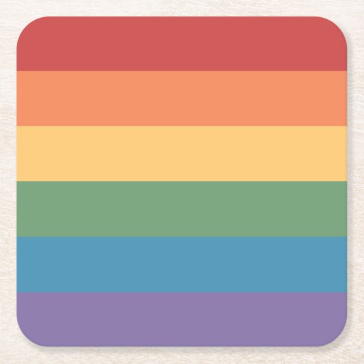 Gay Pride Vlag Geweven Vierkant Kartonnen Onderzetters (Voorkant)