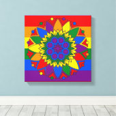 Gay Pride Vlag Kleuren Mandala LGBT Canvas Afdruk (Insitu (Houten vloer))
