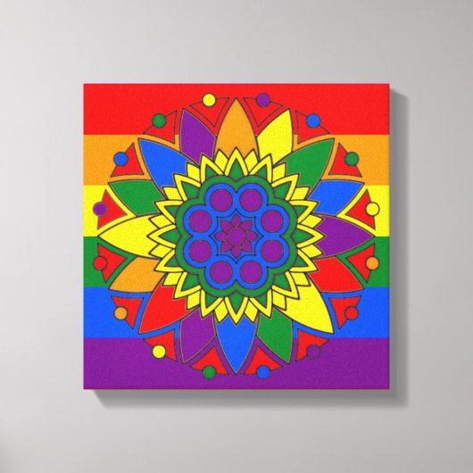 Gay Pride Vlag Kleuren Mandala LGBT Canvas Afdruk (Voorkant)