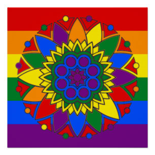Gay Pride Vlag Kleuren Mandala LGBT Poster