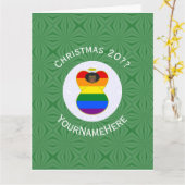 Gay Pride Vlag Zwarte Engel Kerst Persoonlijk Kaart (Gele Bloem)