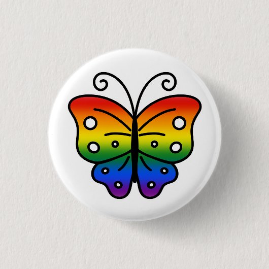 Gay Pride Vlinder Speld Badge Ronde Button 3,2 Cm (Voorkant)