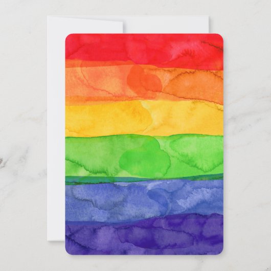 Gay Pride Waterverf Rainbow Digital Invitation Kaart (Achterkant)