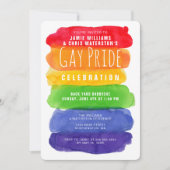 Gay Pride Waterverf Rainbow Digital Invitation Kaart (Voorkant)