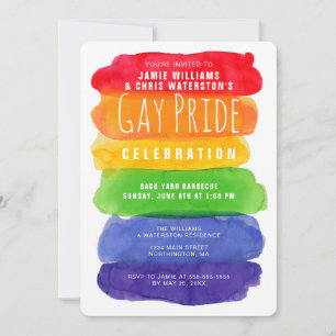 Gay Pride Waterverf Rainbow Digital Invitation Kaart