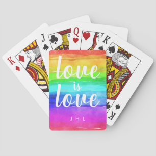 Gay Pride Waterverf Rainbow Monogram Pokerkaarten