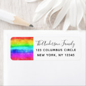 Gay Pride Waterverf Rainbow Return-adres Etiket (Insitu)