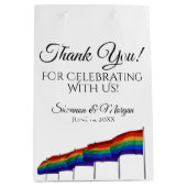 Gay Pride Wedding Bedankt Gift Bag - Zwarte tekst Medium Cadeauzakje (Voorkant)